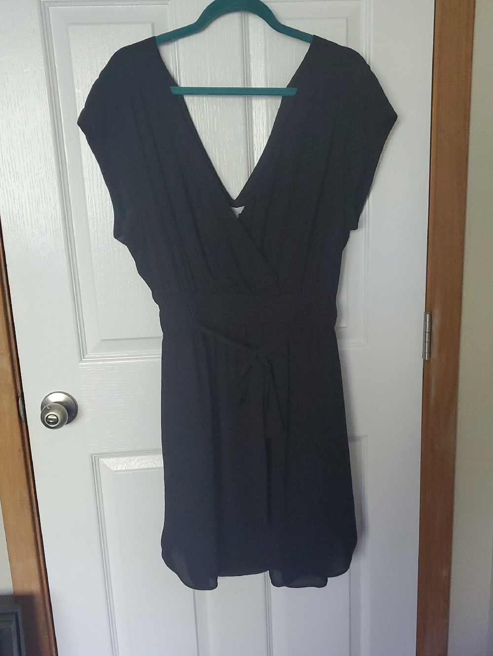 DR2 Black Surplice Wrap Mini Dress
